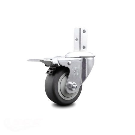 Service Caster 3 Inch Thermoplastic Rubber Swivel 7/8 Inch Square Stem Caster Total Lock Brake SCC-SQTTL20S314-TPRB-78